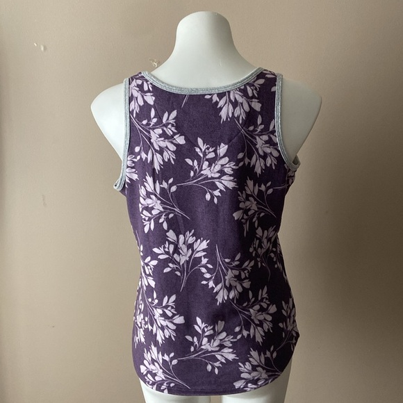 Live Love Lounge Karen Neuburger Purple & Gray Floral Cozy Tank Top Size Small - Picture 3 of 8